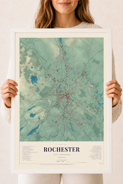 NH Current Atlas 2026 | Rochester | 18" x 24" | W/ White Ayous Wood Frame