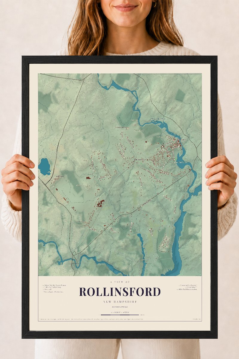NH Current Atlas 2026 | Rollinsford | 18" x 24" | W/ Black Ayous Wood Frame
