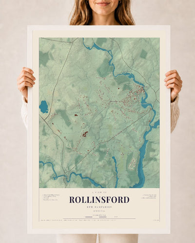 NH Current Atlas 2026 | Rollinsford | 24" x 36" | W/ White Ayous Wood Frame