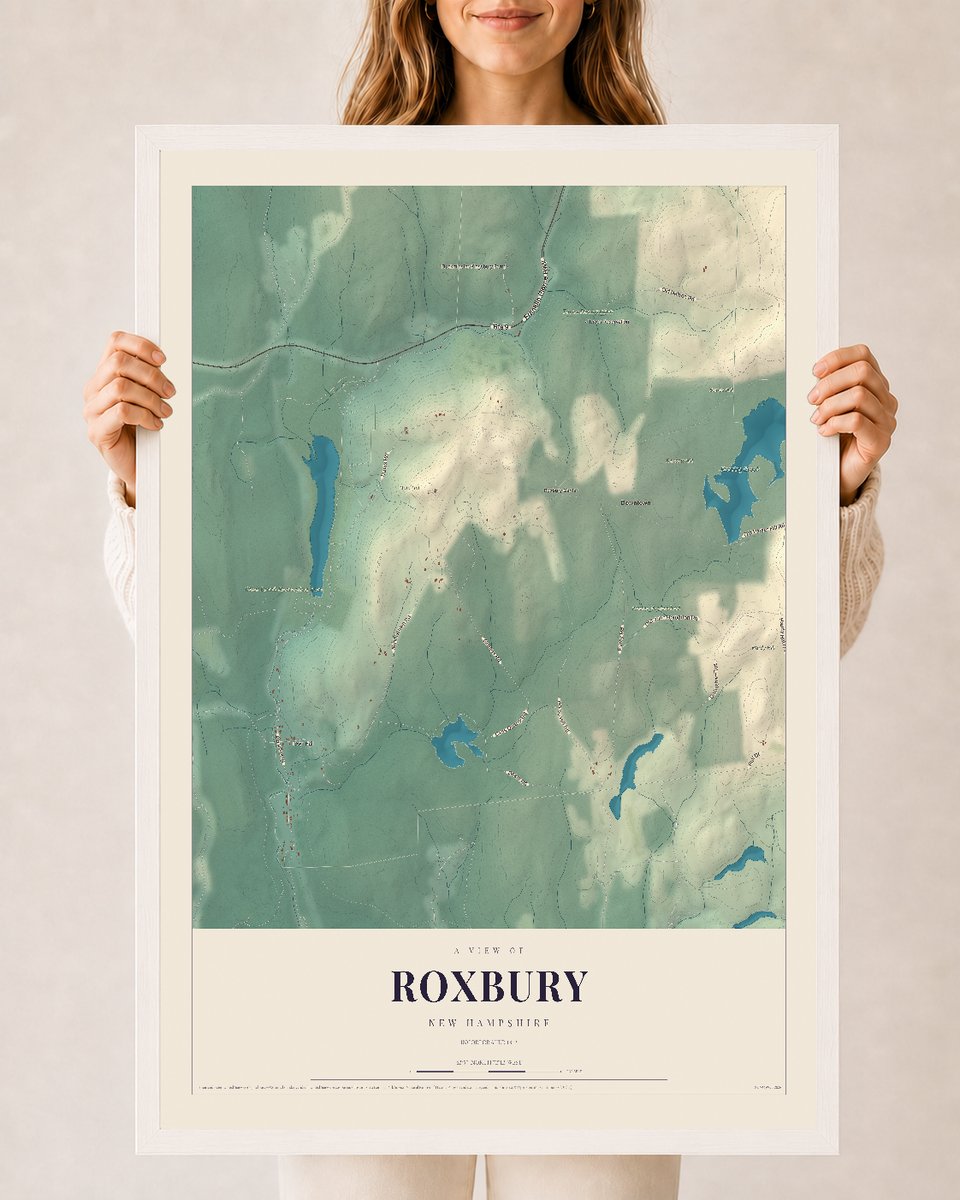 NH Current Atlas 2026 | Roxbury | 24" x 36" | W/ White Ayous Wood Frame