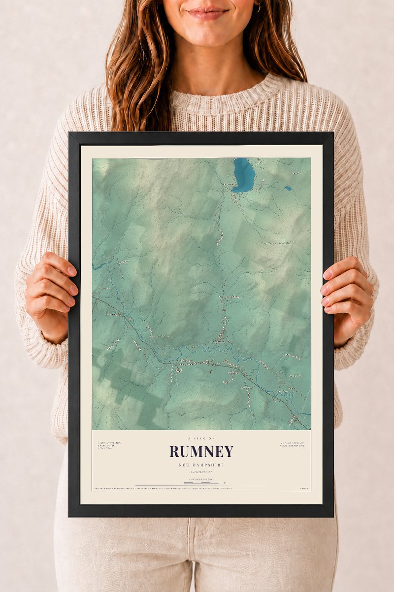 NH Current Atlas 2026 | Rumney | 12" x 18" | W/ Black Ayous Wood Frame