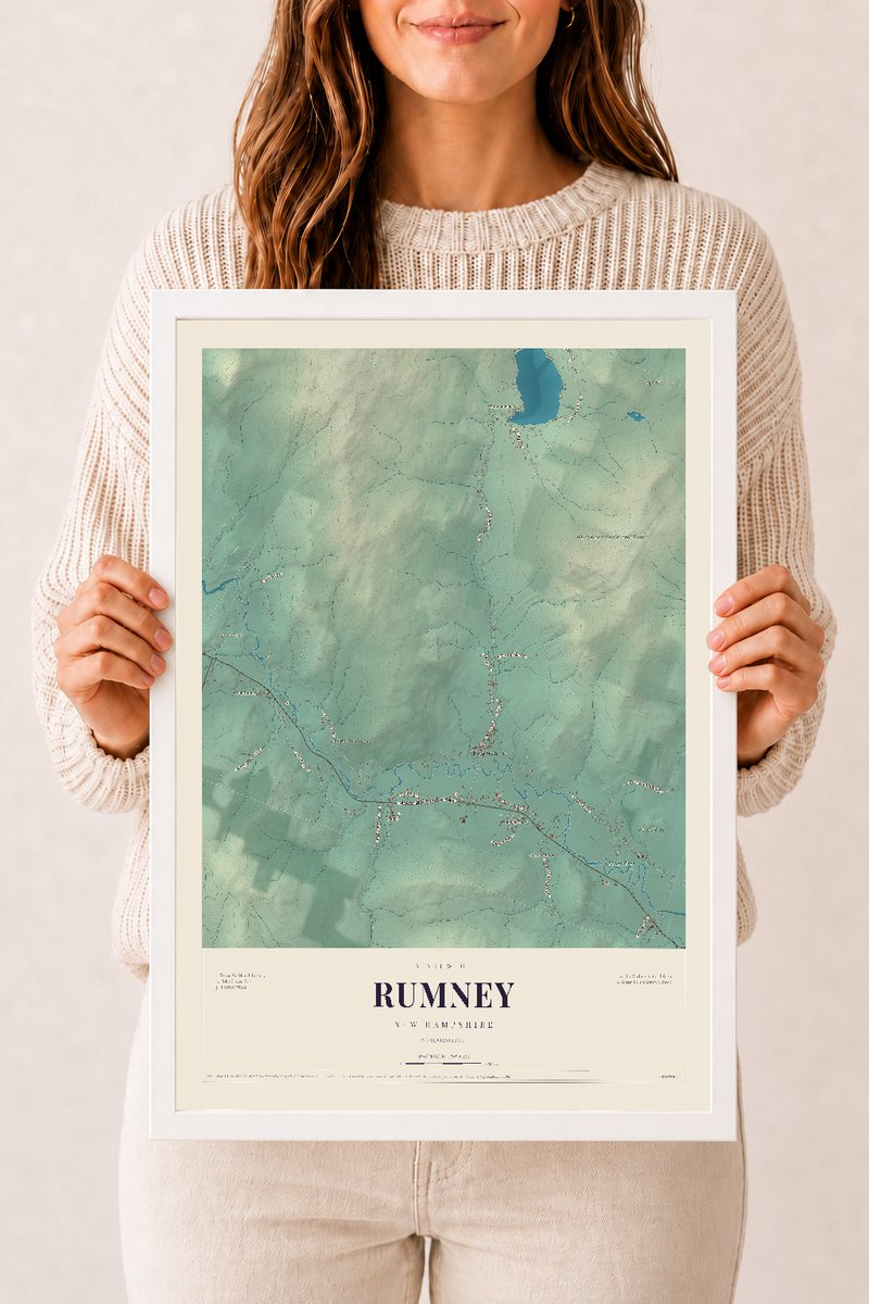 NH Current Atlas 2026 | Rumney | 12" x 18" | W/ White Ayous Wood Frame