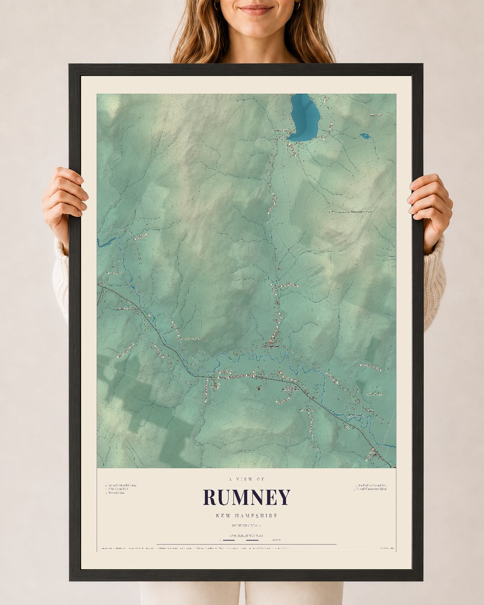 NH Current Atlas 2026 | Rumney | 24" x 36" | W/ Black Ayous Wood Frame