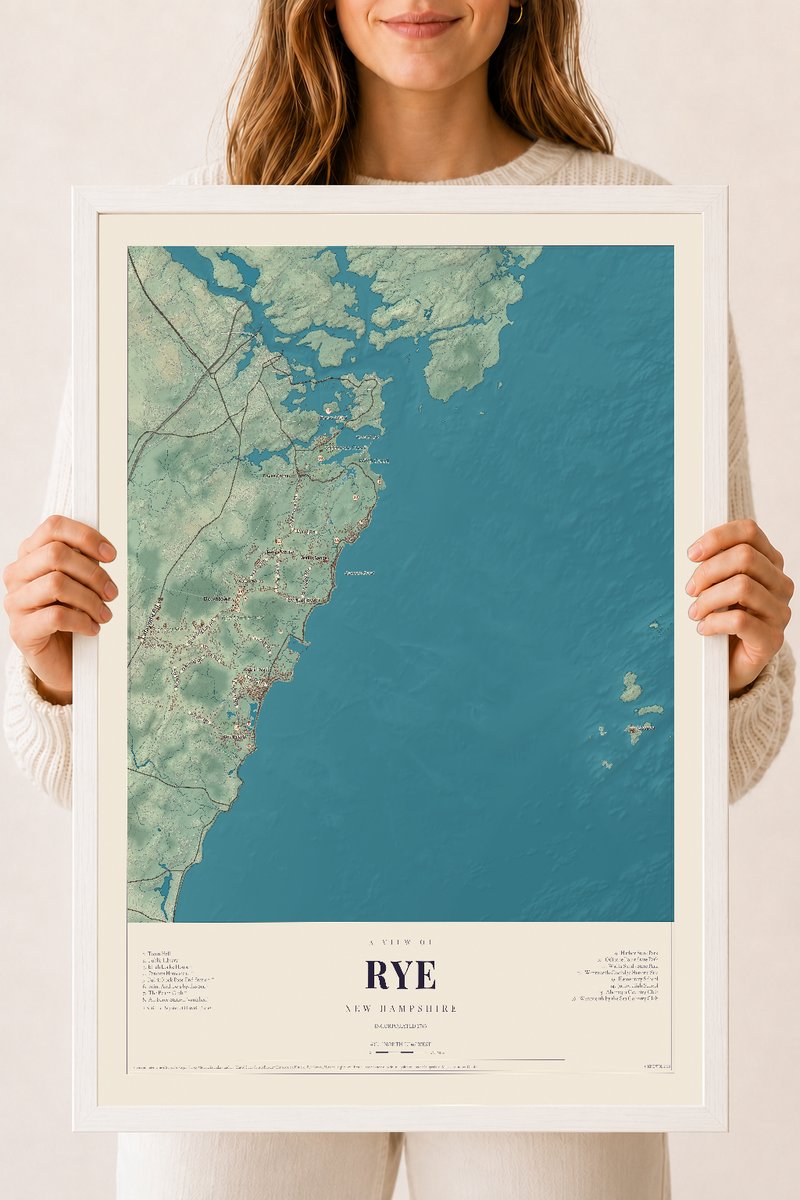 NH Current Atlas 2026 | Rye | 18" x 24" | W/ White Ayous Wood Frame