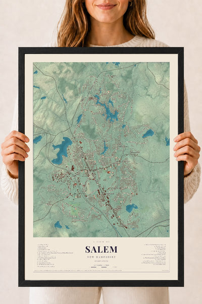 NH Current Atlas 2026 | Salem | 18" x 24" | W/ Black Ayous Wood Frame