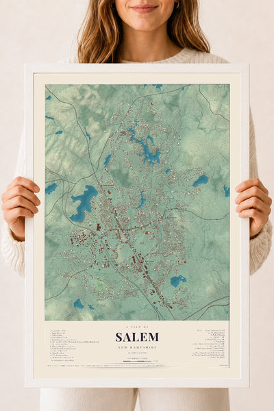 NH Current Atlas 2026 | Salem | 18" x 24" | W/ White Ayous Wood Frame