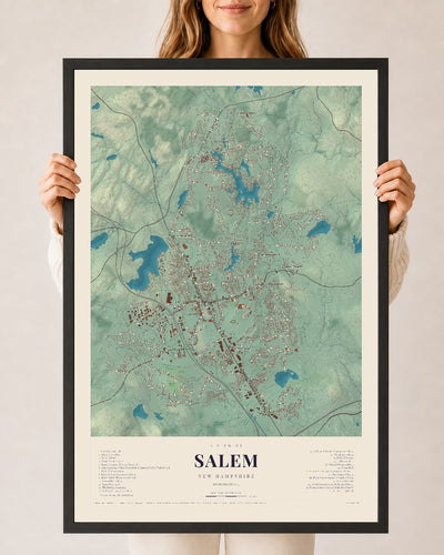 NH Current Atlas 2026 | Salem | 24" x 36" | W/ Black Ayous Wood Frame