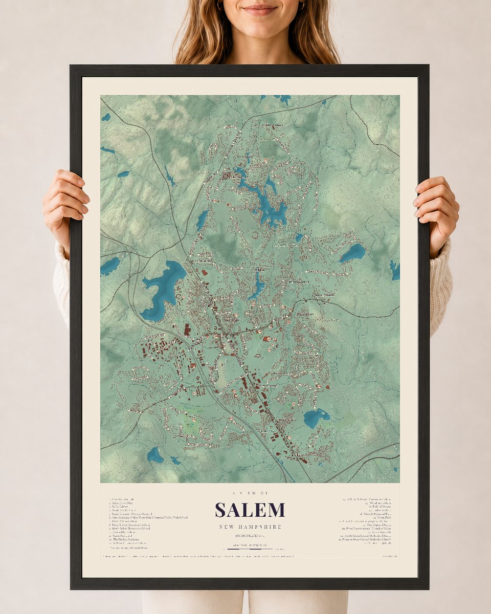 NH Current Atlas 2026 | Salem | 24" x 36" | W/ Black Ayous Wood Frame
