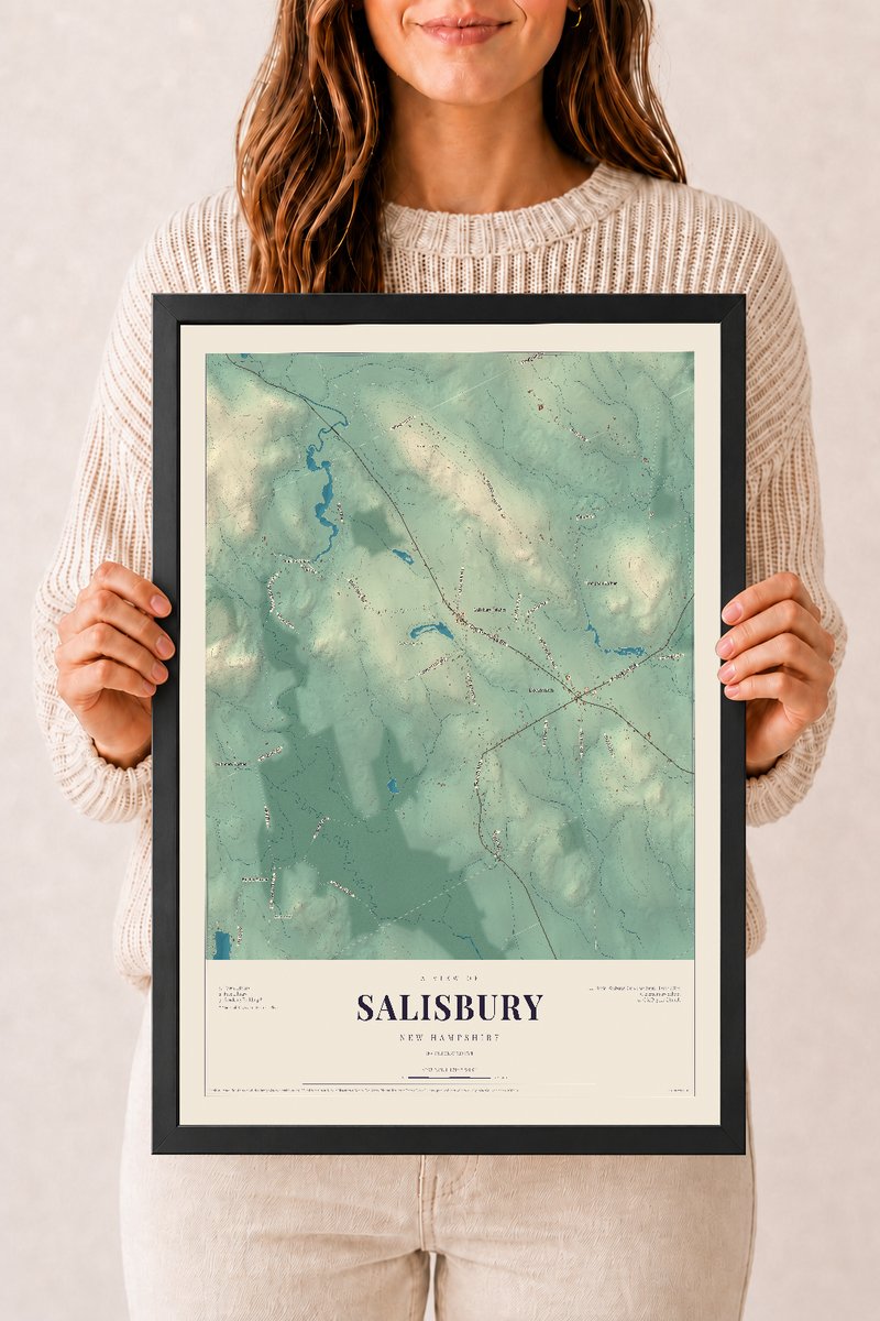 NH Current Atlas 2026 | Salisbury | 12" x 18" | W/ Black Ayous Wood Frame