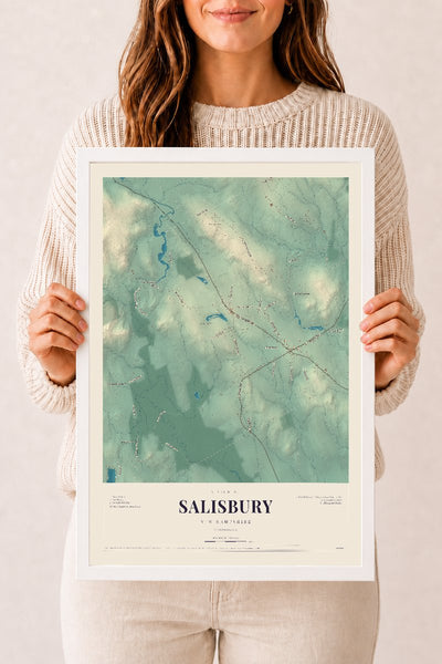 NH Current Atlas 2026 | Salisbury | 12" x 18" | W/ White Ayous Wood Frame