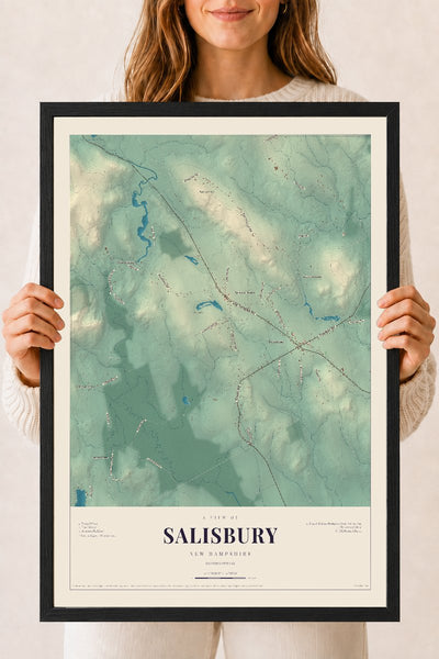 NH Current Atlas 2026 | Salisbury | 18" x 24" | W/ Black Ayous Wood Frame