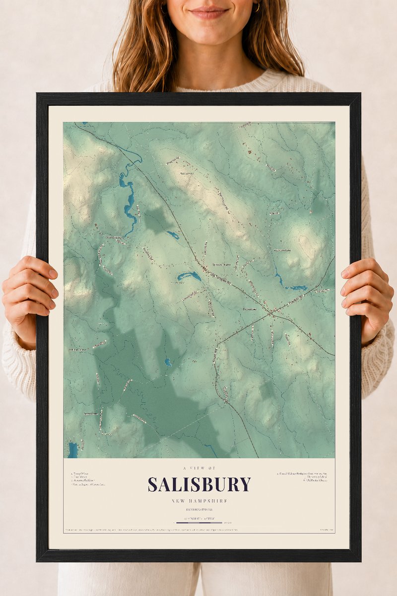 NH Current Atlas 2026 | Salisbury | 18" x 24" | W/ Black Ayous Wood Frame