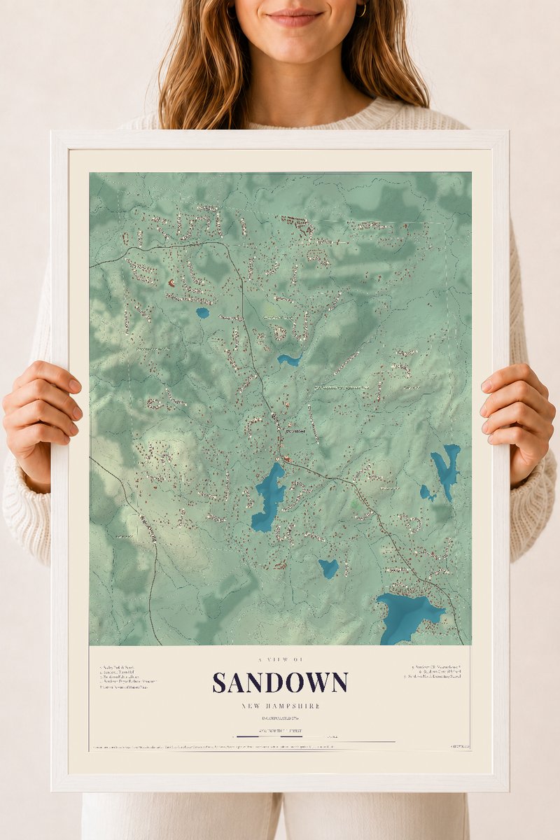 NH Current Atlas 2026 | Sandown | 18" x 24" | W/ White Ayous Wood Frame