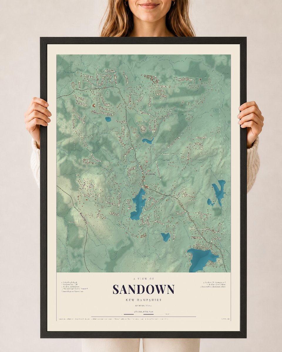 NH Current Atlas 2026 | Sandown | 24" x 36" | W/ Black Ayous Wood Frame