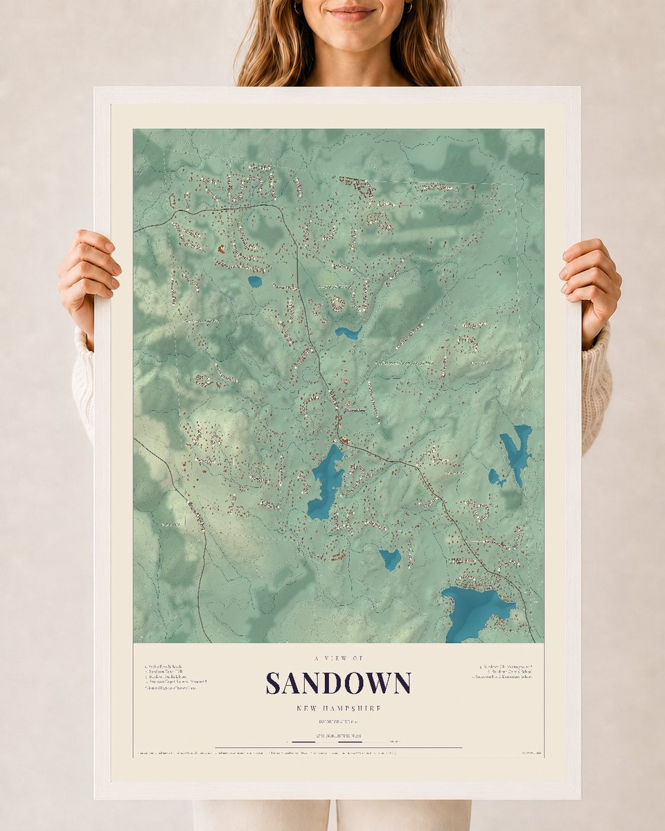 NH Current Atlas 2026 | Sandown | 24" x 36" | W/ White Ayous Wood Frame