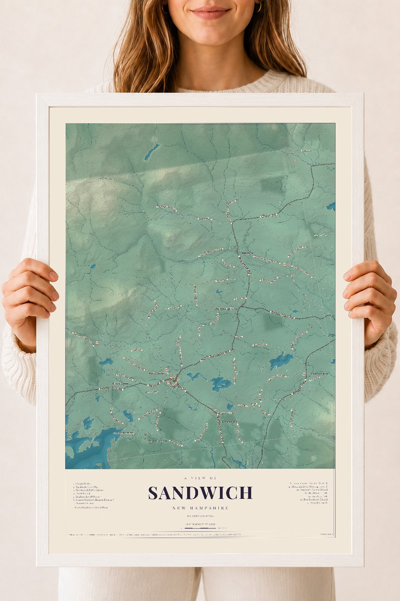 NH Current Atlas 2026 | Sandwich | 18" x 24" | W/ White Ayous Wood Frame