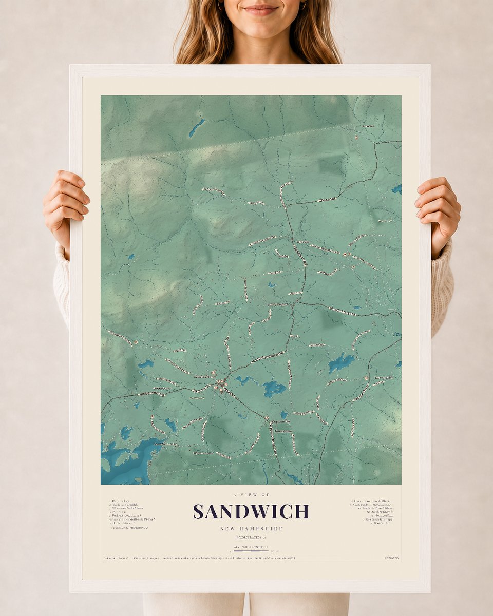 NH Current Atlas 2026 | Sandwich | 24" x 36" | W/ White Ayous Wood Frame