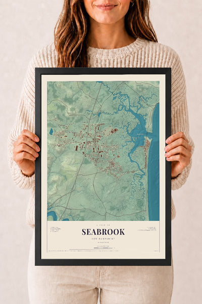 NH Current Atlas 2026 | Seabrook | 12" x 18" | W/ Black Ayous Wood Frame