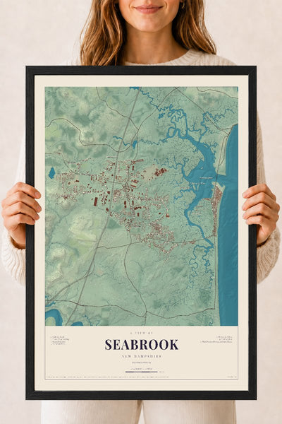 NH Current Atlas 2026 | Seabrook | 18" x 24" | W/ Black Ayous Wood Frame