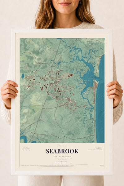 NH Current Atlas 2026 | Seabrook | 18" x 24" | W/ White Ayous Wood Frame