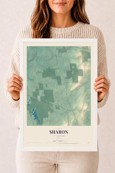 NH Current Atlas 2026 | Sharon | 12" x 18" | W/ White Ayous Wood Frame