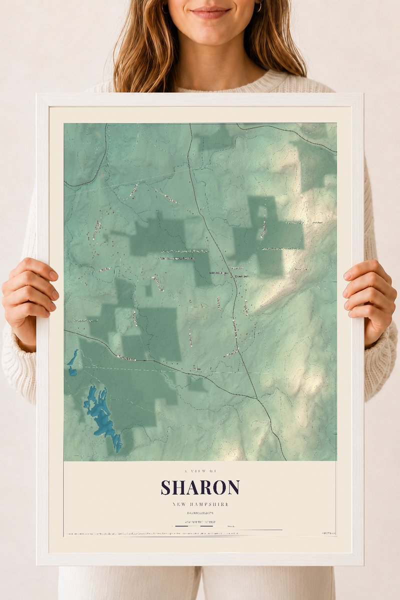 NH Current Atlas 2026 | Sharon | 18" x 24" | W/ White Ayous Wood Frame