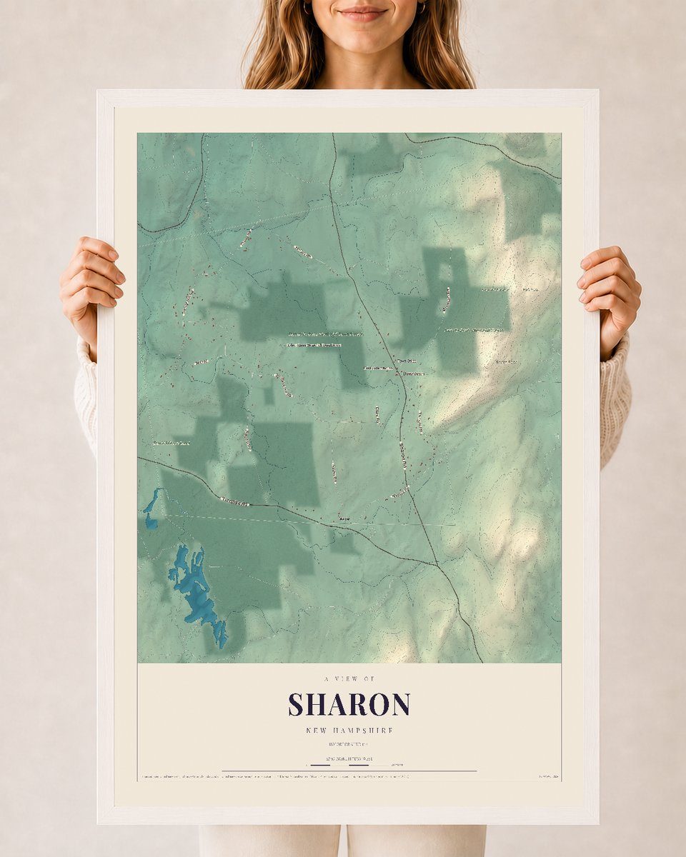 NH Current Atlas 2026 | Sharon | 24" x 36" | W/ White Ayous Wood Frame