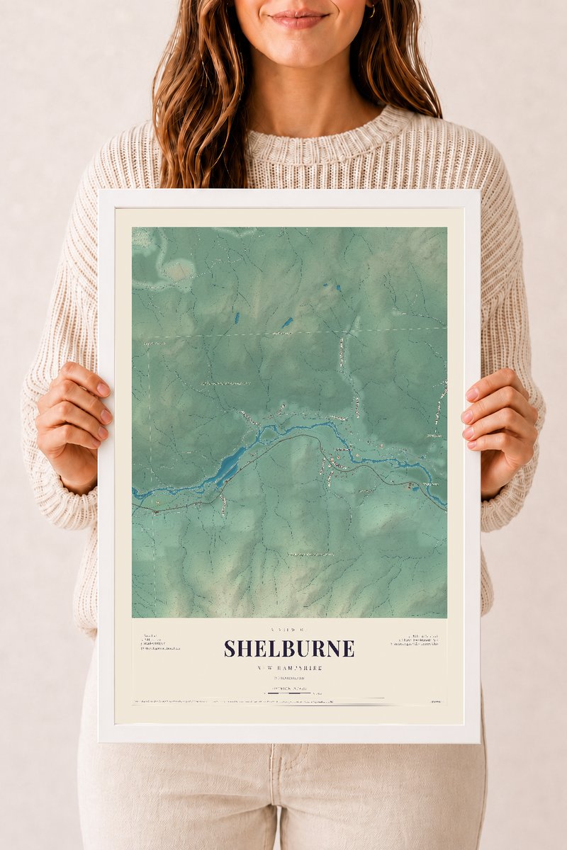 NH Current Atlas 2026 | Shelburne | 12" x 18" | W/ White Ayous Wood Frame