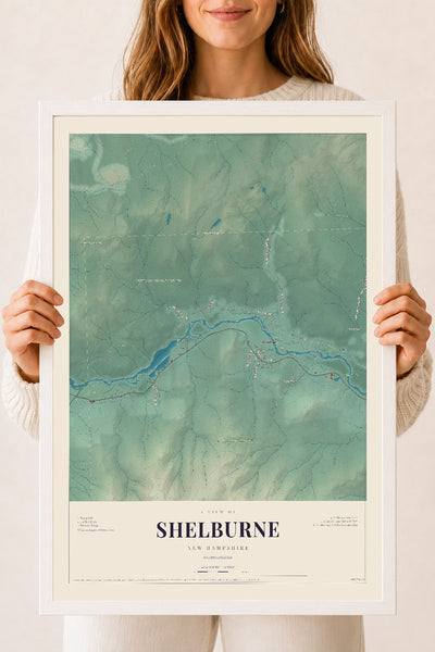 NH Current Atlas 2026 | Shelburne | 18" x 24" | W/ White Ayous Wood Frame