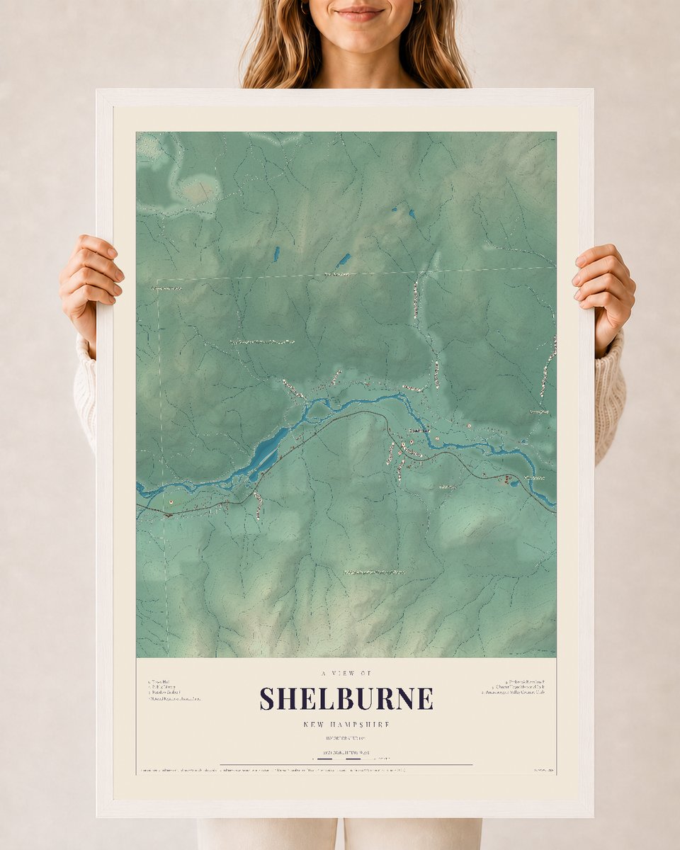NH Current Atlas 2026 | Shelburne | 24" x 36" | W/ White Ayous Wood Frame
