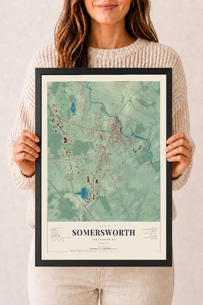 NH Current Atlas 2026 | Somersworth | 12" x 18" | W/ Black Ayous Wood Frame