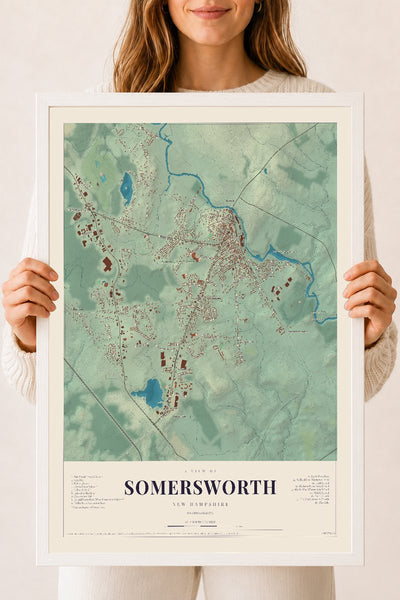 NH Current Atlas 2026 | Somersworth | 18" x 24" | W/ White Ayous Wood Frame