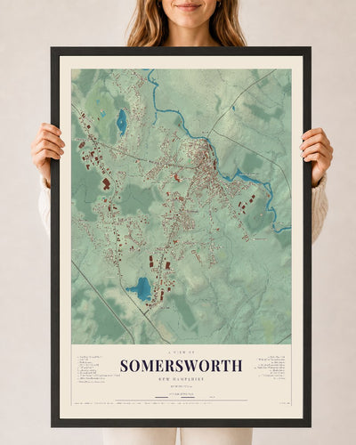 NH Current Atlas 2026 | Somersworth | 24" x 36" | W/ Black Ayous Wood Frame
