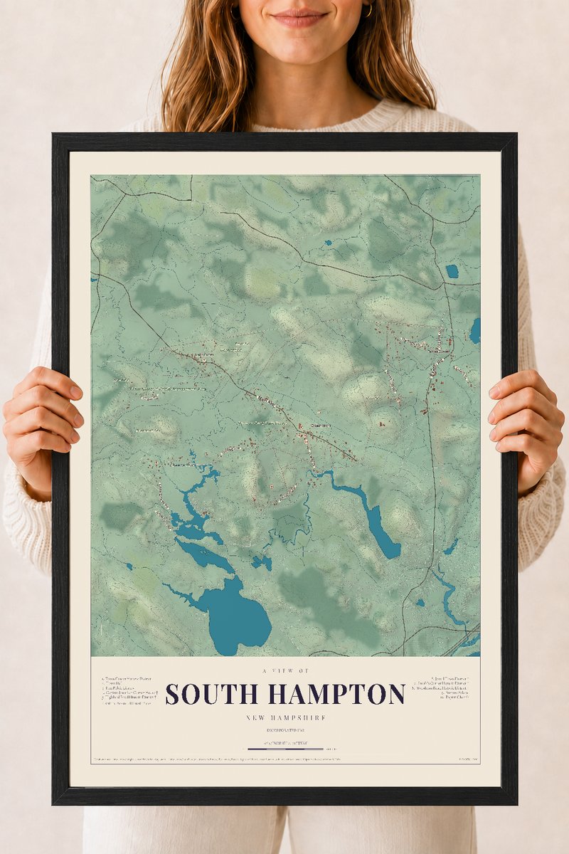 NH Current Atlas 2026 | South Hampton | 18" x 24" | W/ Black Ayous Wood Frame
