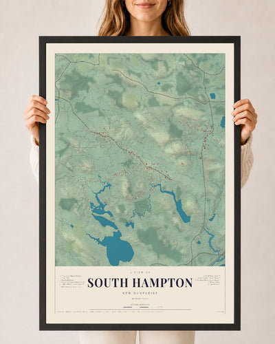NH Current Atlas 2026 | South Hampton | 24" x 36" | W/ Black Ayous Wood Frame