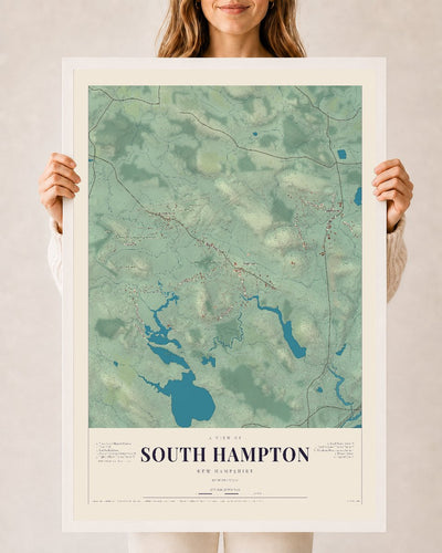 NH Current Atlas 2026 | South Hampton | 24" x 36" | W/ White Ayous Wood Frame