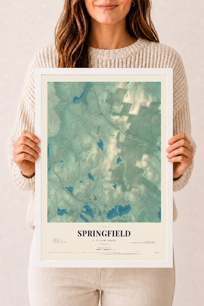 NH Current Atlas 2026 | Springfield | 12" x 18" | W/ White Ayous Wood Frame