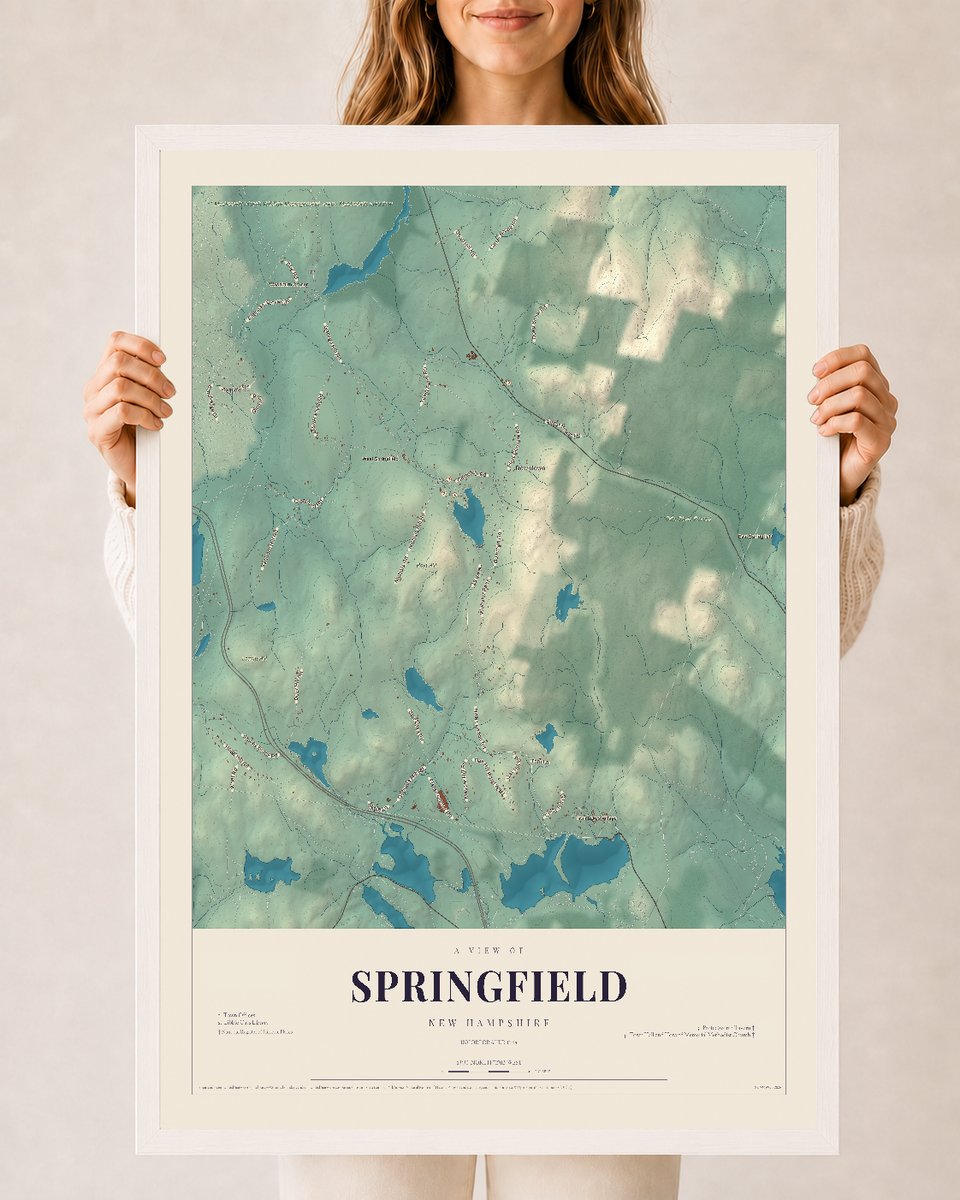 NH Current Atlas 2026 | Springfield | 24" x 36" | W/ White Ayous Wood Frame