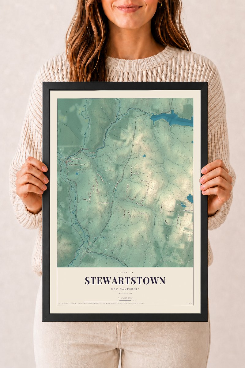 NH Current Atlas 2026 | Stewartstown | 12" x 18" | W/ Black Ayous Wood Frame