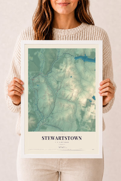 NH Current Atlas 2026 | Stewartstown | 12" x 18" | W/ White Ayous Wood Frame