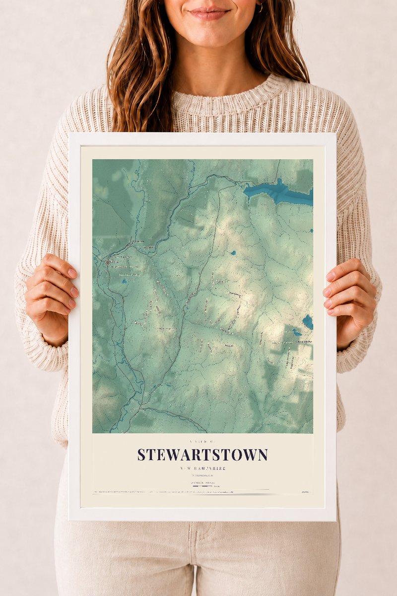 NH Current Atlas 2026 | Stewartstown | 12" x 18" | W/ White Ayous Wood Frame