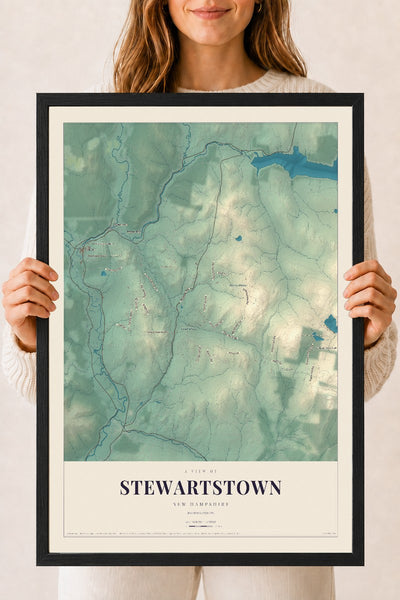Map of Stewartstown, New Hampshire, 18 x 24 inch print in a black wood frame