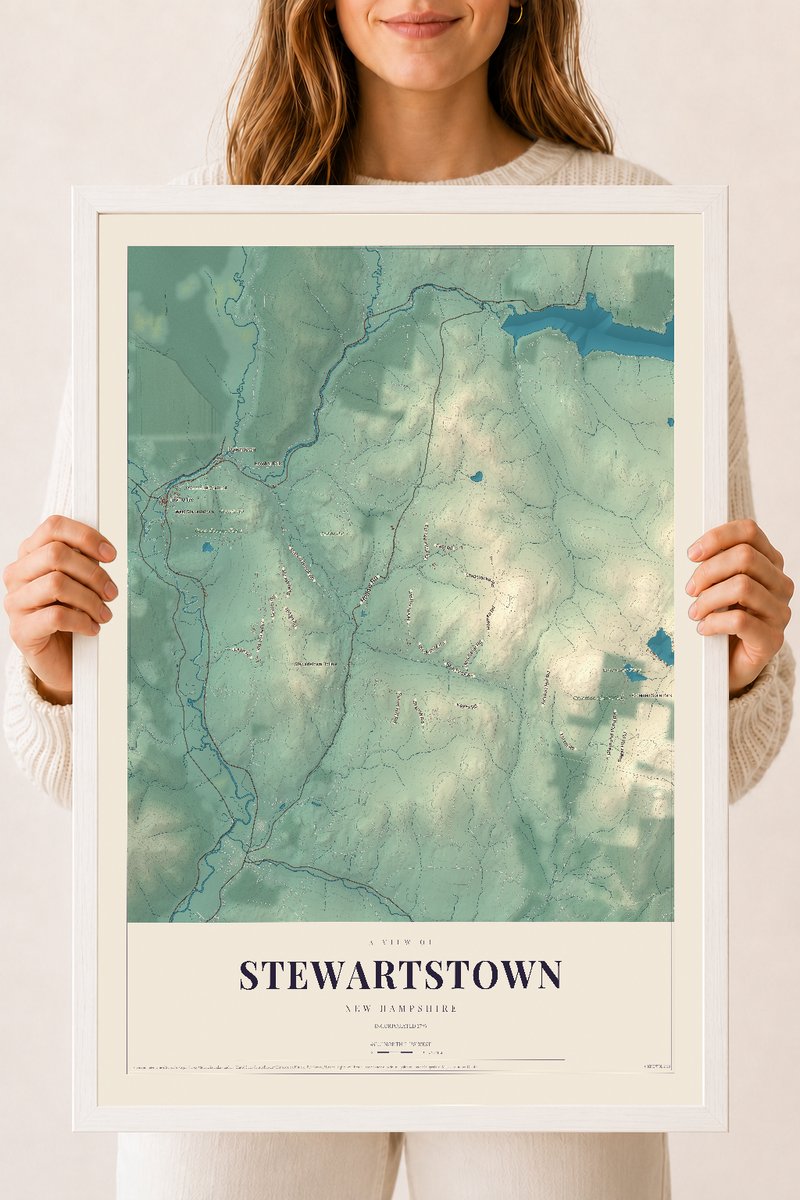 NH Current Atlas 2026 | Stewartstown | 18" x 24" | W/ White Ayous Wood Frame