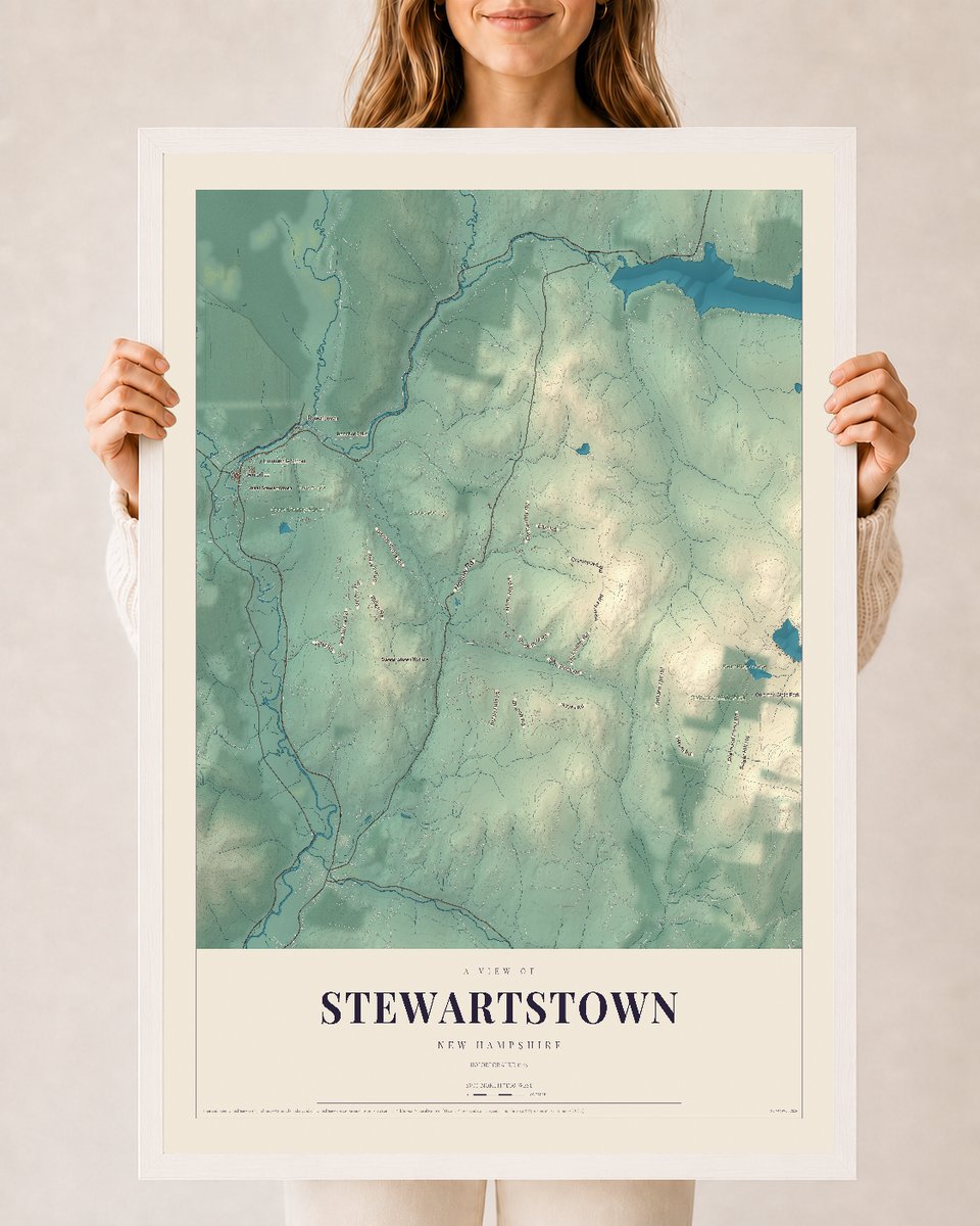 NH Current Atlas 2026 | Stewartstown | 24" x 36" | W/ White Ayous Wood Frame