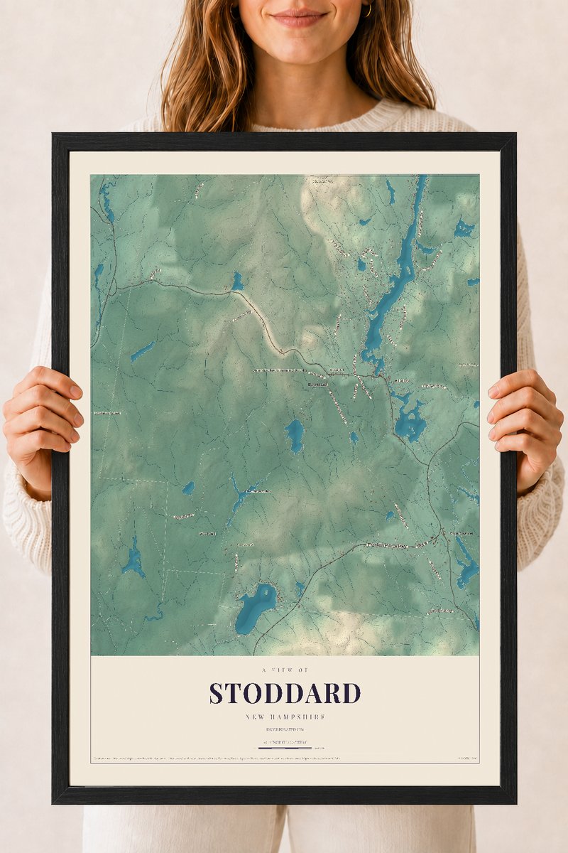 NH Current Atlas 2026 | Stoddard | 18" x 24" | W/ Black Ayous Wood Frame
