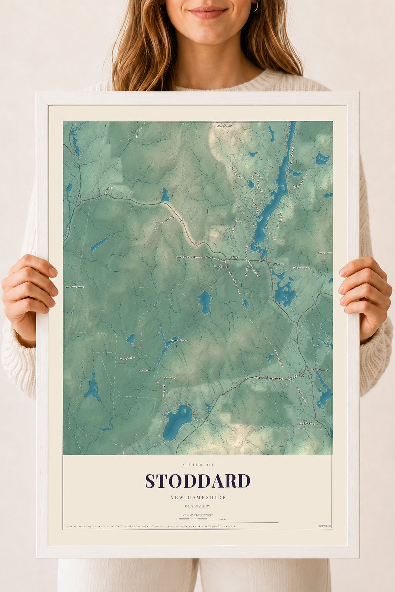 NH Current Atlas 2026 | Stoddard | 18" x 24" | W/ White Ayous Wood Frame