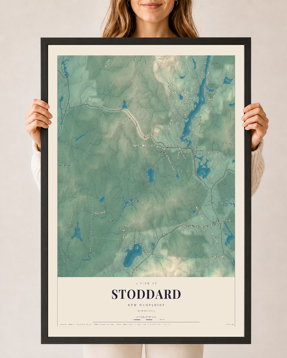NH Current Atlas 2026 | Stoddard | 24" x 36" | W/ Black Ayous Wood Frame