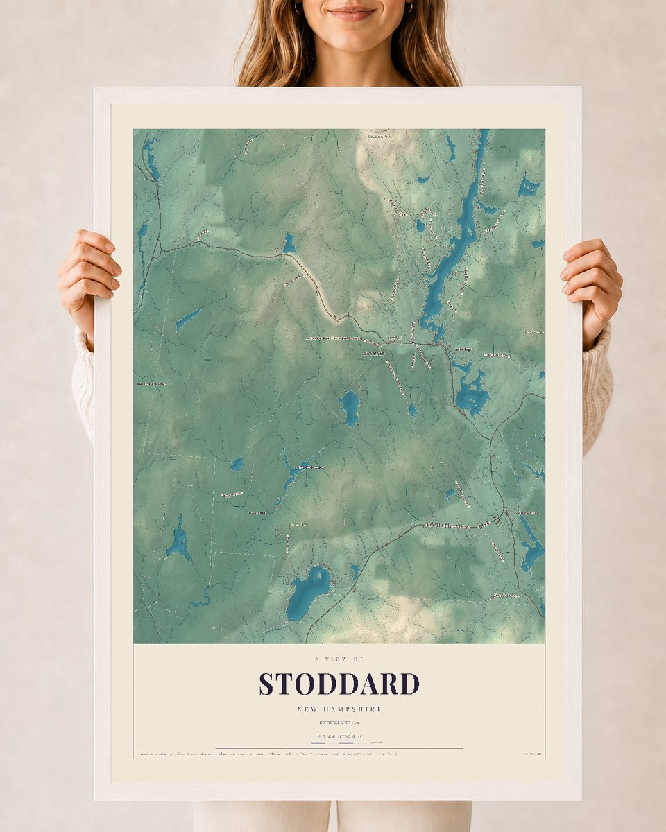 NH Current Atlas 2026 | Stoddard | 24" x 36" | W/ White Ayous Wood Frame