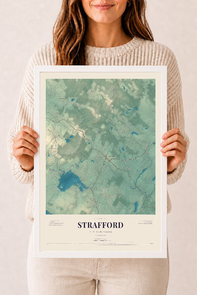 NH Current Atlas 2026 | Strafford | 12" x 18" | W/ White Ayous Wood Frame