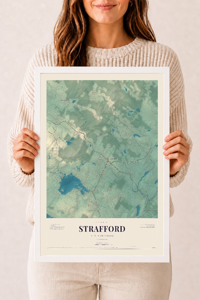 NH Current Atlas 2026 | Strafford | 12" x 18" | W/ White Ayous Wood Frame